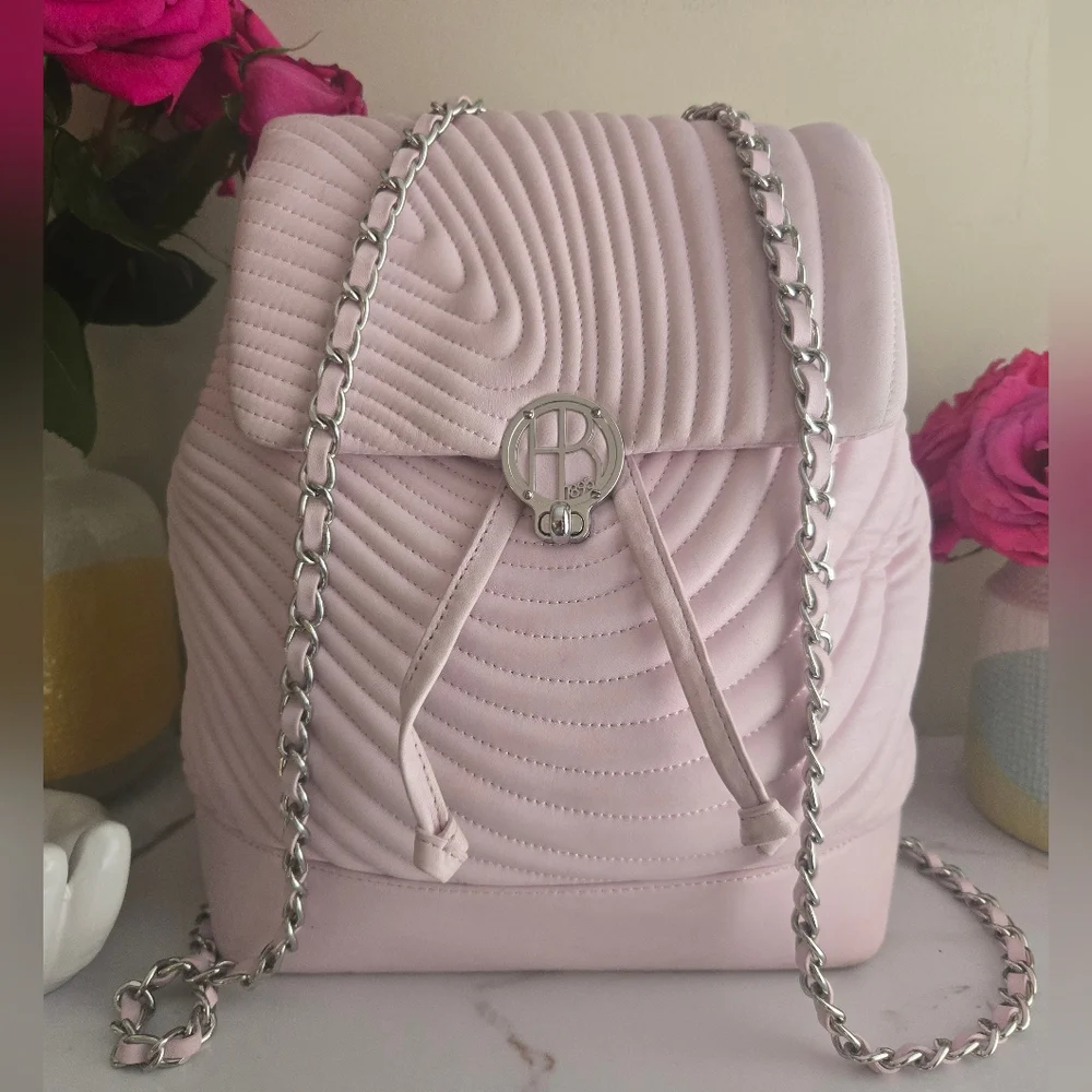 Vintage Rare Henri Bendel Convetible Light Pink Quilted Leather Backpack No 7